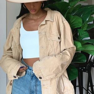 Princess Polly Western Cord Jacket, Size: M/L, Color: Beige